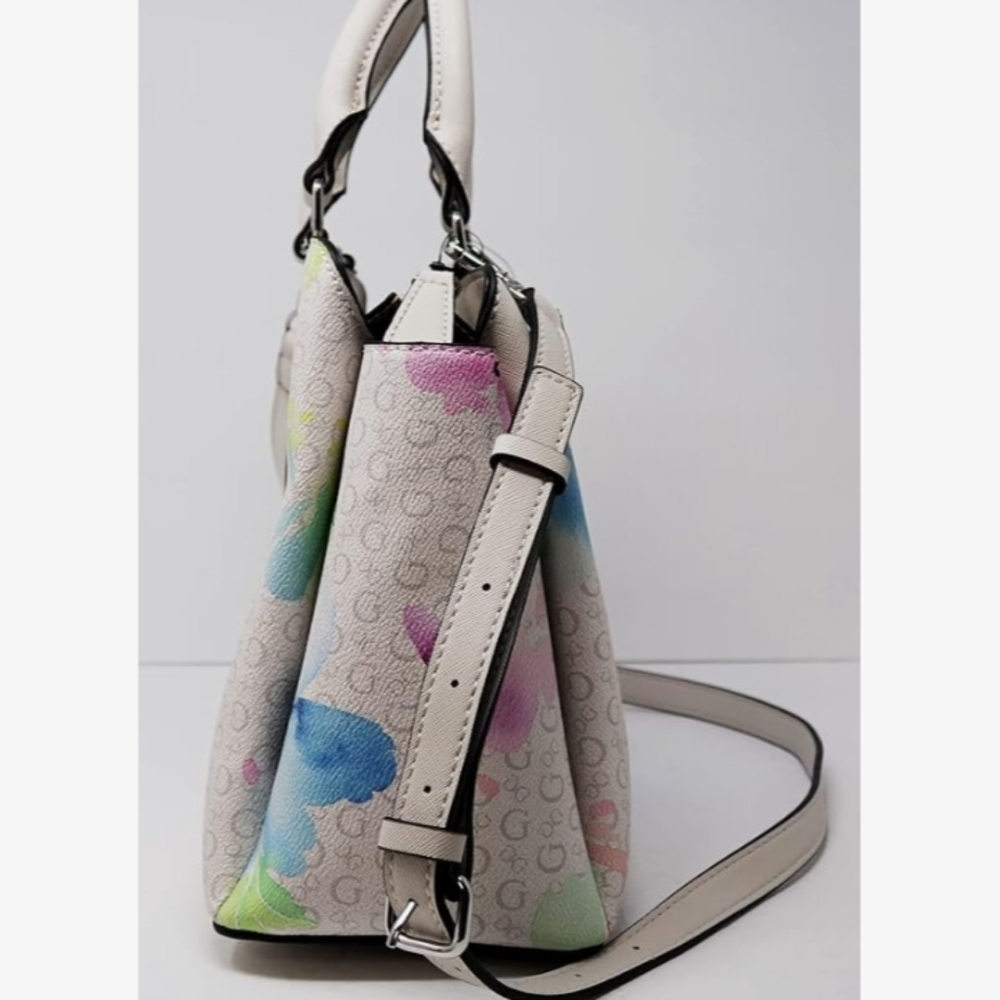 GUESS Women's Shoulder Bag - White with Multicolor Floral - Picture 3 of 5